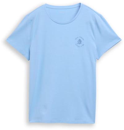 Tom Tailor - T-shirt met bloemenborduursel - Maat XXL - light fjord blue