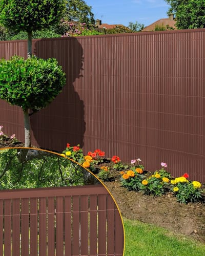 Balkonscherm PVC Tuinscherm Privacy Scherm Mat Hekwerk voor Balkon Terras Windbescherming Privacy Outdoor Balkon Bekleding Weerbestendig UV-bescherming voor Balkon Tuin Luifel Hekwerk voor Terras Bruin 80*400cm