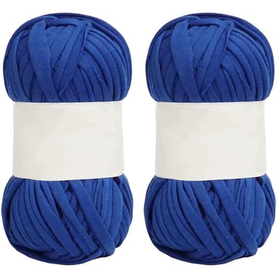 Lot de 5 fils spaghetti de 0,8 po de large, en coton doux et agréable pour la peau, couleur vive, pour tapis, crochet bleu marine