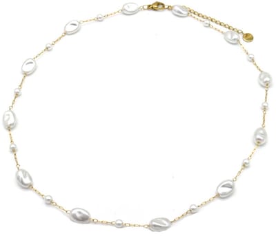 Ketting met Parels - RVS - Lengte 39-44 cm - Goudkleurig