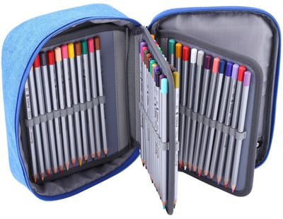 Dailygoods- Etui grote capaciteit - Opvouwbaar - Meerlaags - Ritssluiting - Voor kunstenaars/studenten - 24 x 18 x 6.5 cm - Pennenetui