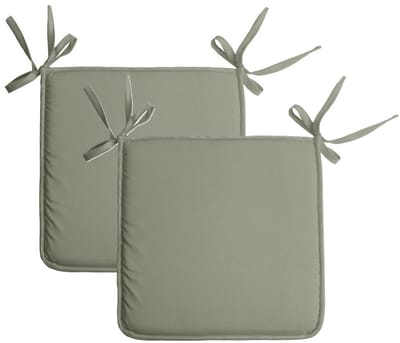 Stof Textile Home stoelkussens - 2x - groen - 38 x 38 x 3 cm - voor binnen - touwtjes sluiting - zitkussens plat - vierkant
