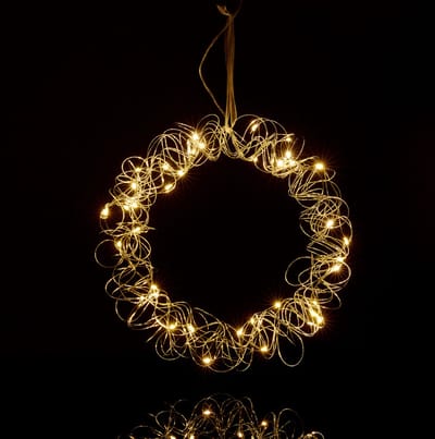 LED lichtkrans - Ø 30 cm - raamdecoratie binnen - hangend - sfeerlamp op batterijen - zilver
