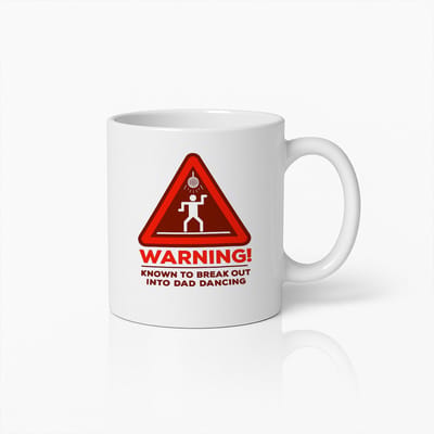 Grappige Dad Dancing Mok 330ml | Waarschuwing Humor Koffiebeker | Leuk Cadeau voor Vaders, Vrienden & Collega’s