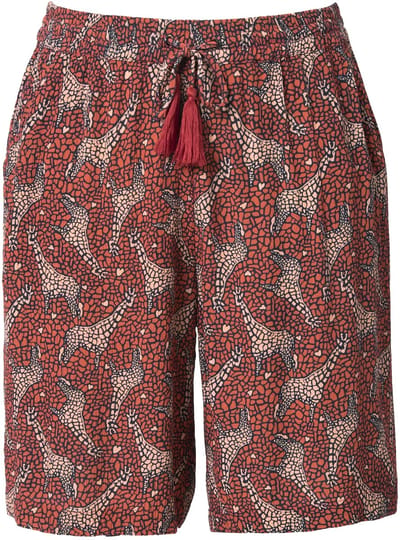 Ulla Popken - Dames - Instap-bermuda Rose giraffen wijde pijpen - Terra - Maat 46+