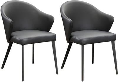 Vente-unique Set van 2 Stoel met armleuningen van leer en staal - Zwart - MIBELLY van Maison Céphy