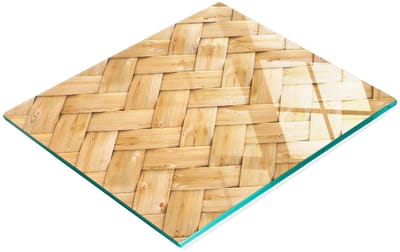 Keukenplank van gehard glas met decoratief rotanpatroon, 60x52 cm