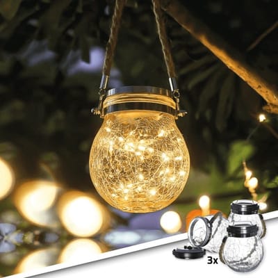 Solar hanglamp buiten 'Betsy' - Voordeelset van 3 stuks - Warm Wit licht - Tuinverlichting - Buitenlamp op zonne-energie