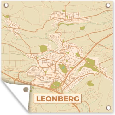 Tuin poster Plattegrond - Leonberg - Vintage - Stadskaart - Kaart - 200x200 cm - Tuindoek