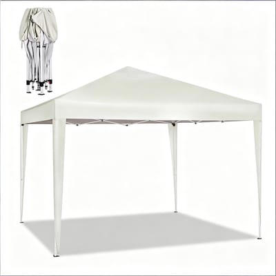 Pop-Up Partytent - Zonnescherm - Opvouwbare Vouwtent - Tuinpaviljoen - Prieel - Snel Opzetbaar - Stalen Frame - Draagbaar - Tuinfeest - 3x3m - 1 Stuk - Lichtgeel