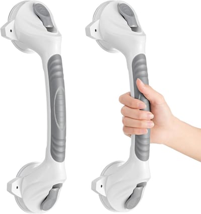 Douchegreep met Zuignap 2 Stuks - Badkamer Handgreep Zonder Boren - 38 cm Veiligheidsbeugel met Indicator voor Douche, Bad en Toilet