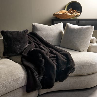 Dutch Decor - ZINZI - plaid 140x180 cm - bontlook - effen kleur - Raven - zwart