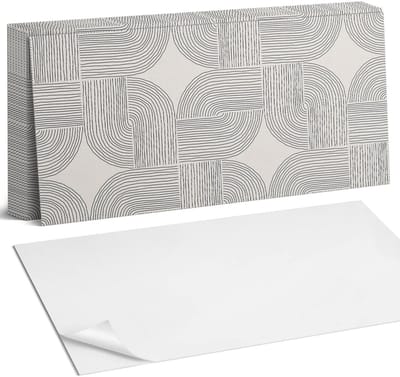 Coloray Plaktegels - Geometrische lijnen in de lay-out Zelfklevende Wandtegels - 40 cm x 20 cm - Romig Plaktegels - 10 stuks - Rechthoek PVC Tegels - Plaktegels Badkamer - Vloertegels Zelfklevend - Vinyl Tegels Zelfklevend - Portugese Tegels