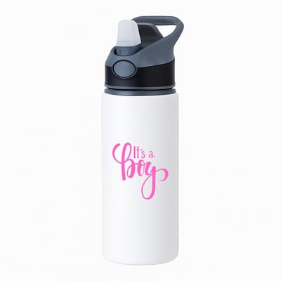 Hacebo® - It's a Boy waterfles met rietje zwart - Baby - Kersverse ouders - Geboorte kraamcadeau jongen - babyshower - water fles - 650ML