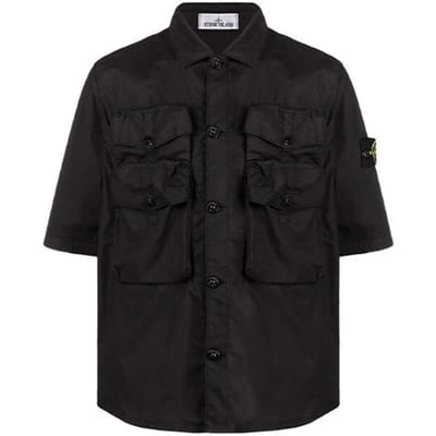Stone Island SS22 Effen Kleur Werkshirt met Meerdere Zakken Heren shirts 761511003-V0029 S black