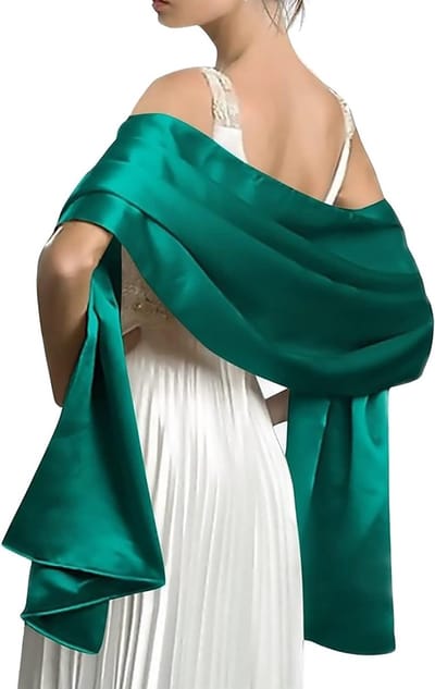 Elegante Satijnen Chiffon Avond Sjaals voor Bruiloften en Feestjes - Lichte Wraps en Stola in Groen voor Bruidsmeisjes en Prom