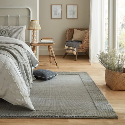 Flycarpets Rue Modern Laagpolig - Wol - Kader Vloerkleed - Grijs - 160x230 cm