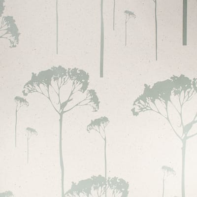 Inpakpapier graspapier - Wit cadeaupapier met groene bloem - Rol 50 cm breed en 100 meter lang - Duurzaam inpakpapier 25% grasvezels en 75% gerecycled papier