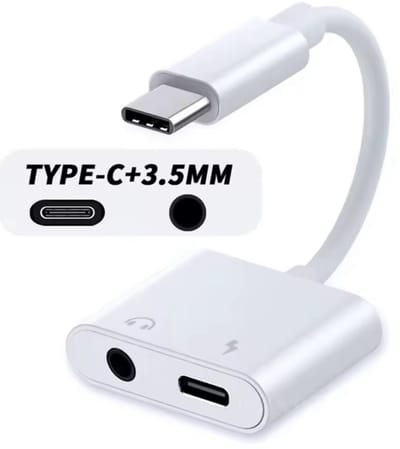 Type-C naar 3.5mm Jack & USB-C Adapter | Muziek Luisteren en Opladen Tegelijk | Geschikt voor Telefoons, Tablets en Laptops