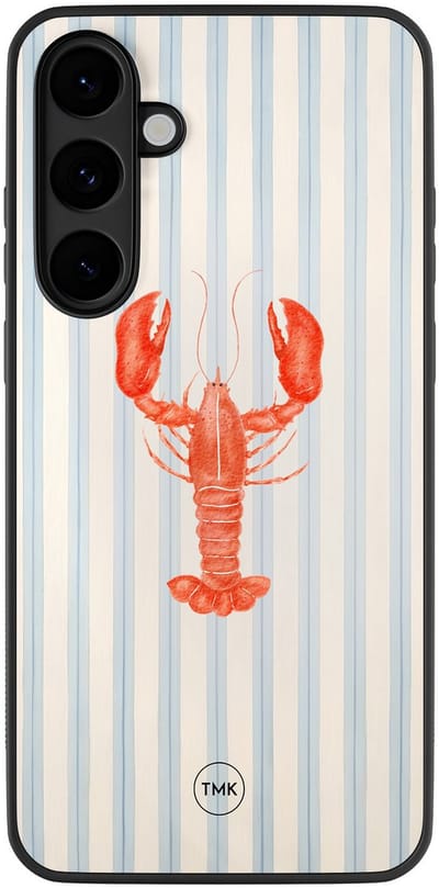 Hoesje geschikt voor Samsung Galaxy S25 FE - Kreeft - Blauw - TPU case - Gestreept - Hardcase zwart telefoonhoesje