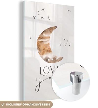 MuchoWow® Glasschilderij 40x60 cm - Schilderij acrylglas - Quotes - Spreuken - Kinderen - Love you - Jongetjes - Meisjes - Kids - Foto op glas - Schilderijen