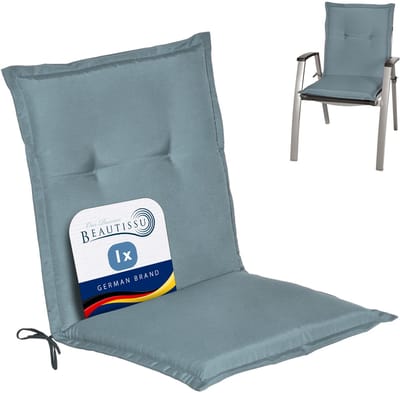 Beautissu Loft NL Stoelkussen Lage Rugleuning 100x50 cm Duifblauw – Tuinstoelkussen UV-bestendig