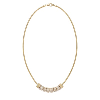 Mr.O Atelier ITALY Bead Choker – Gold Statement Ketting met Witte CZ Stenen | Brass Plated Dames Sieraad
