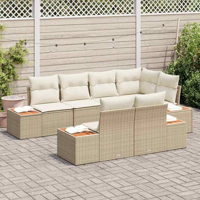 vidaXL - Tuinbank - Set - 7 - st - 7-Aantal - zitplaatsen - Beige - en - Crème