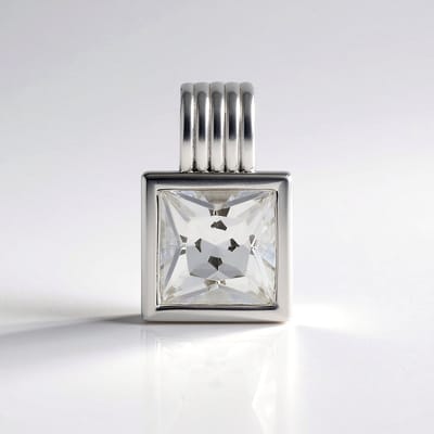 Cavill - Elegante Zilveren Hanger - 925 Sterling Platina Geplateerd - 1,665 ct Witte Prinsessen Topaas - Vierkante Edelsteen - Braziliaanse Stijl