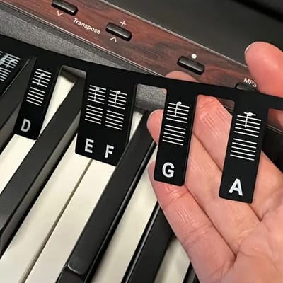 Verwijderbare pianosleutelstickers 88 toetsen volledige grootte siliconen herbruikbaar zwart