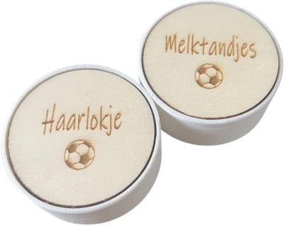 Set melktanden- en haarlokdoosje | voetbal | tandendoosje | eerste haarlokje | bewaardoosjes set