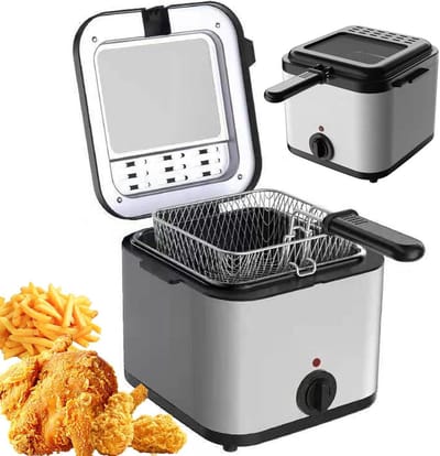Huishoudelijke Friteuse - Kleine Frituurpan - Lekker Frituren - Eenvoudige Temperatuurregeling - 25 Liter - Zilvergrijs