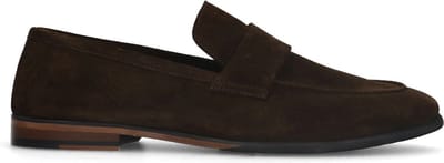 Manfield - Heren - Bruine suède loafers - Maat 42