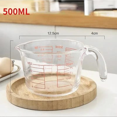 Tasse à mesurer en verre de 500 ml/1 000 ml, outil de cuisson résistant aux hautes températures, four à micro-ondes, tasse à mesurer en verre avec échelle white