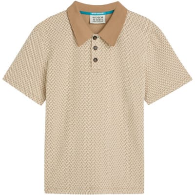 Polo Shirt Korte Mouw Scotch &amp; Soda Knitted Polo Jacquard Beige