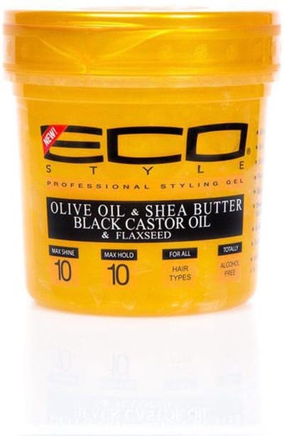 Eco Style Gold Scalp Care Moisturizing Jar Hair Styling Gel with Olive Oil Shea Butter Black Castor Oil & Flaxseed