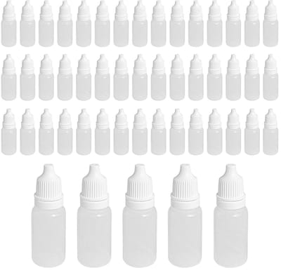 Dailygoods- Druppelflessen 50 stuks - 8 ml/10 ml/15 ml/20 ml/30 ml - Polyethyleen - Navulbare - Draagbaar - Controleerbare druppelsnelheid - Druppelfles