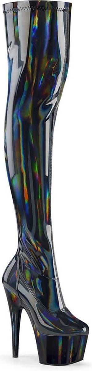 Pleaser - ADORE-3000HWR Plateau Overknee Laarzen - Paaldans schoenen - 36 Shoes - Zwart