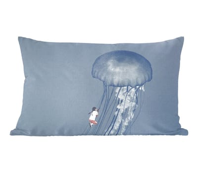 Sierkussens - Kussentjes Woonkamer - 50x30 cm - Kinderen - Kwal - Zeedieren - Vintage