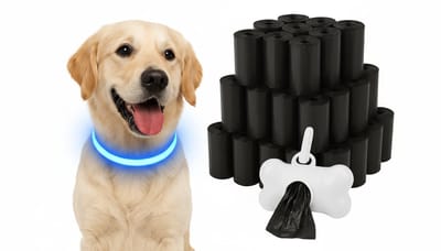 Led Halsband Hond Blauw XL 70cm + Hondenpoepzakjes 100 stuks