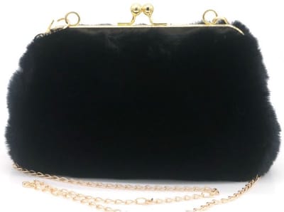 Fluffy Schoudertas – Zwart – 23x14 cm – Zachte Stof – Trendy & Compact