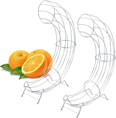 Novaliv set van 2 praktische sinaasappel dispensers 9x44x32cm oranje houder spiraal staal 9x44x32cm stijlvol en robuust alternatief voor de fruitschaal fruit dispenser sinaasappelhouder sinaasappelhouder appelhouder