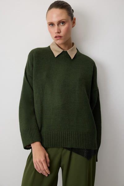 Touché Privé - Basic gebreide trui - Groen - Dames