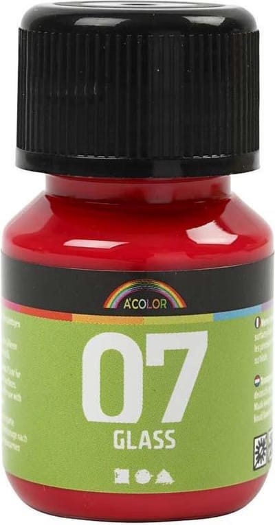 Glasverf - Porseleinverf - rood - A-Color Glass - 30ml