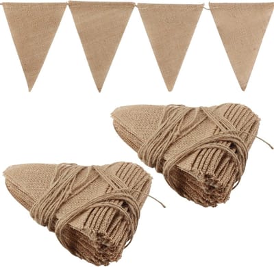 Jute Vlaggenlijn 30m met 96 Driehoekige Vlaggen voor Buiten, Perfect voor Bruiloften, Verjaardagen en Tuindecoratie