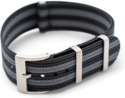 Watch Mates - Premium NATO Strap - Nylon - Zwart & Grijs - 20 mm - James Bond - Gratis Tool & Pushpins