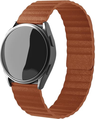 Strap-it Magnetisch leren loop bandje - geschikt voor Samsung Galaxy Watch 7 (40 & 44mm) / Galaxy Watch 6 (Classic) / Galaxy Watch 5 / 5 Pro / Watch 4 / 4 Classic / Watch FE - bandje leer met magneet voor Galaxy Watch 4-5-6 alle varianten - bruin