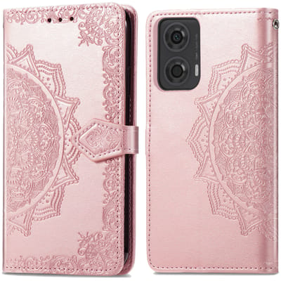imoshion Hoesje - Geschikt voor Motorola Moto G04 / Motorola Moto G24 - Mandala Bookcase - Rosé Goud