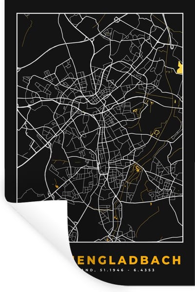 Muurstickers - Sticker Folie - Mönchengladbach - Goud - Stadskaart - Kaart - Plattegrond - Duitsland - 20x30 cm - Plakfolie - Muurstickers Kinderkamer - Zelfklevend Behang - Zelfklevend behangpapier - Stickerfolie