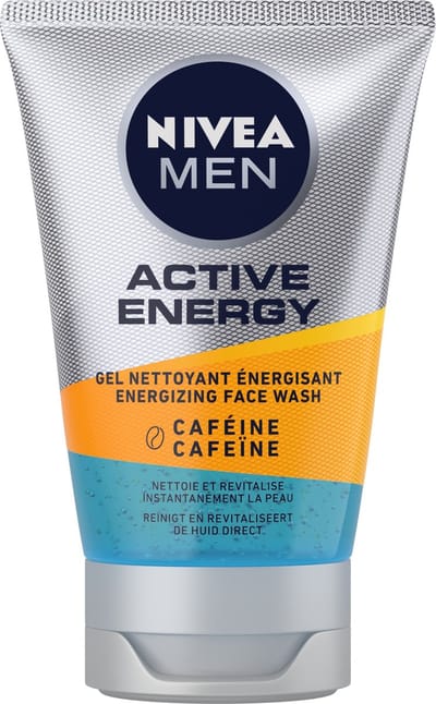 NIVEA MEN Active Energy Reinigingsgel - Gezichtsreiniger - Face Wash - Met Cafeïne - Revitaliseert de Huid - Gezicht Wassen - 100 ml